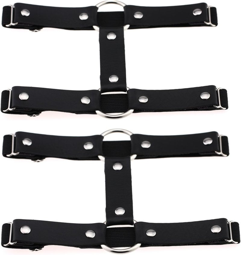 Outman Adjustable Elastice 2 Rows Leather Leg Harness Garter Belt Punk Gothic Thigh Ring Garter - Image 1